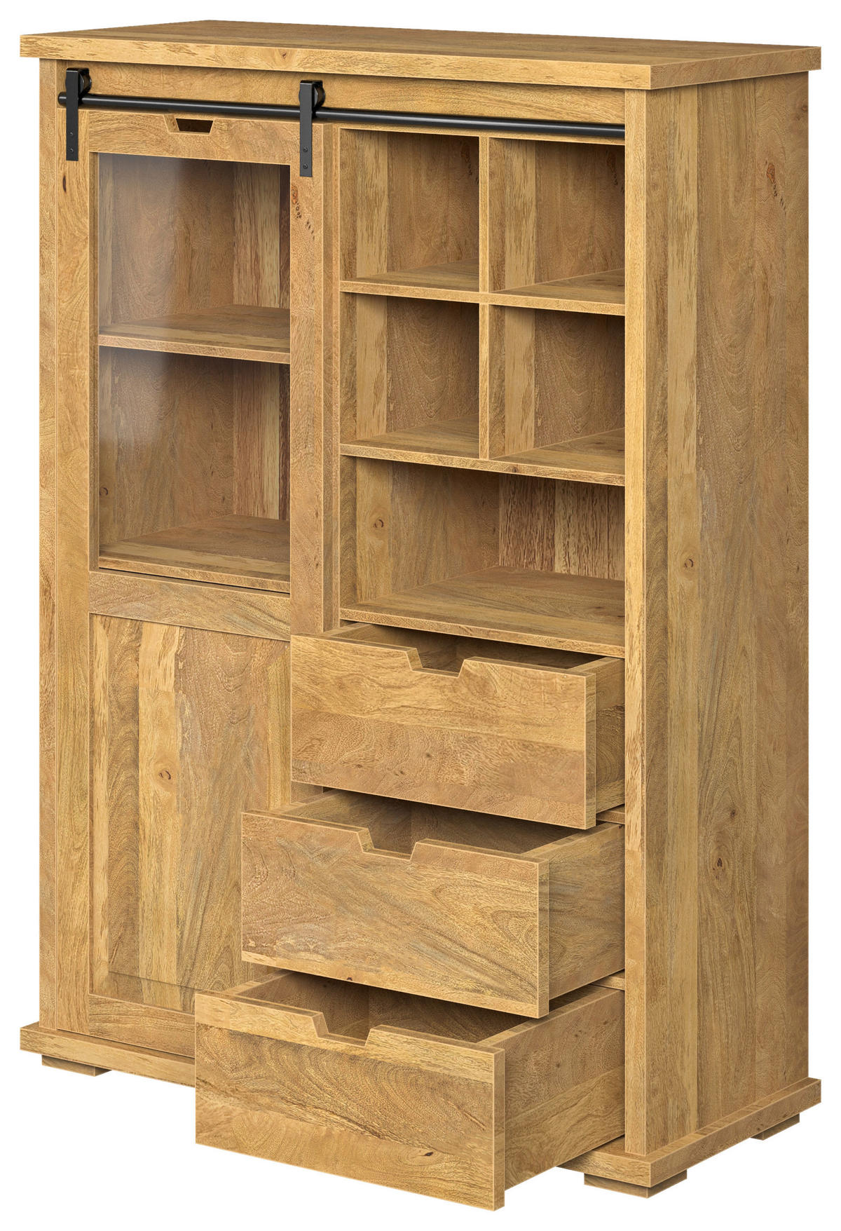 HIGHBOARD , 108/150/45 cm, 3 Schublade(n)  - Honig, KONVENTIONELL, Glas/Holz (108/150/45cm) - MID.YOU