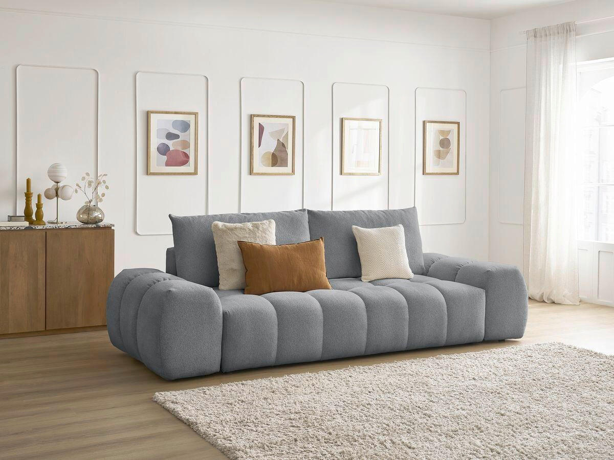 3-SITZER-SOFA EVEREST Flachgewebe Dunkelgrau  - Dunkelgrau/Schwarz, MODERN, Kunststoff/Textil (278/90/115cm)