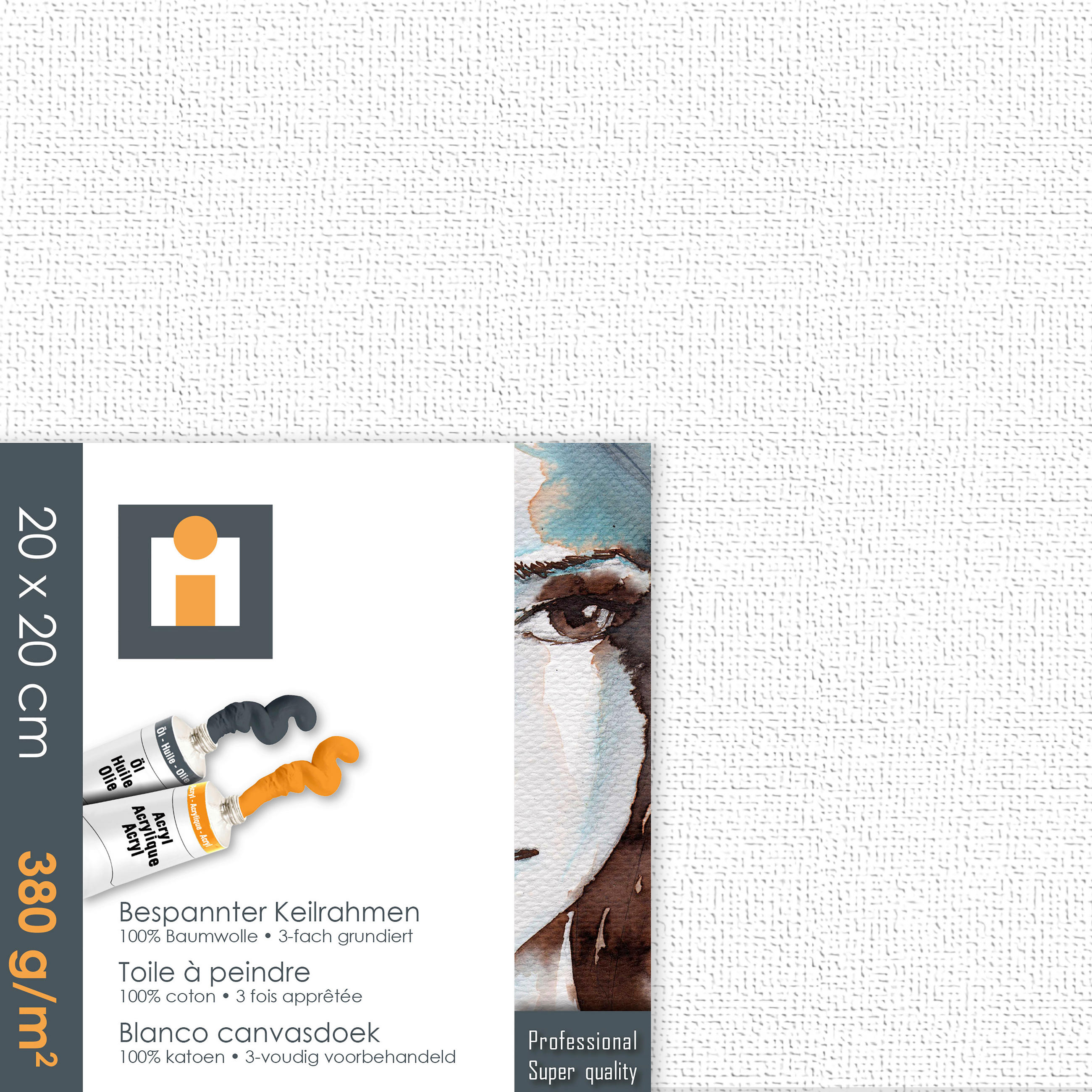MALÍŘSKÉ PLÁTNO, 20/20/1,7 cm - bílá, Basics, textil (20/20/1,7cm)