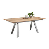 ESSTISCH 190/100/75 cm Echtholz  Holz, Metall rechteckig Eichefarben, Edelstahlfarben  - Edelstahlfarben/Eichefarben, Design, Holz/Metall (190/100/75cm) - Venjakob