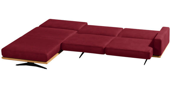 ECKSOFA in Flachgewebe Rot  - Rot/Schwarz, Natur, Holz/Textil (170/326cm) - Valnatura