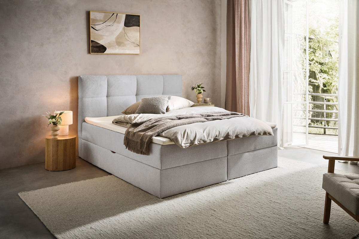 BOXBETT 140/200 cm  in Hellgrau  - Hellgrau, KONVENTIONELL, Textil (140/200cm) - Boxxx