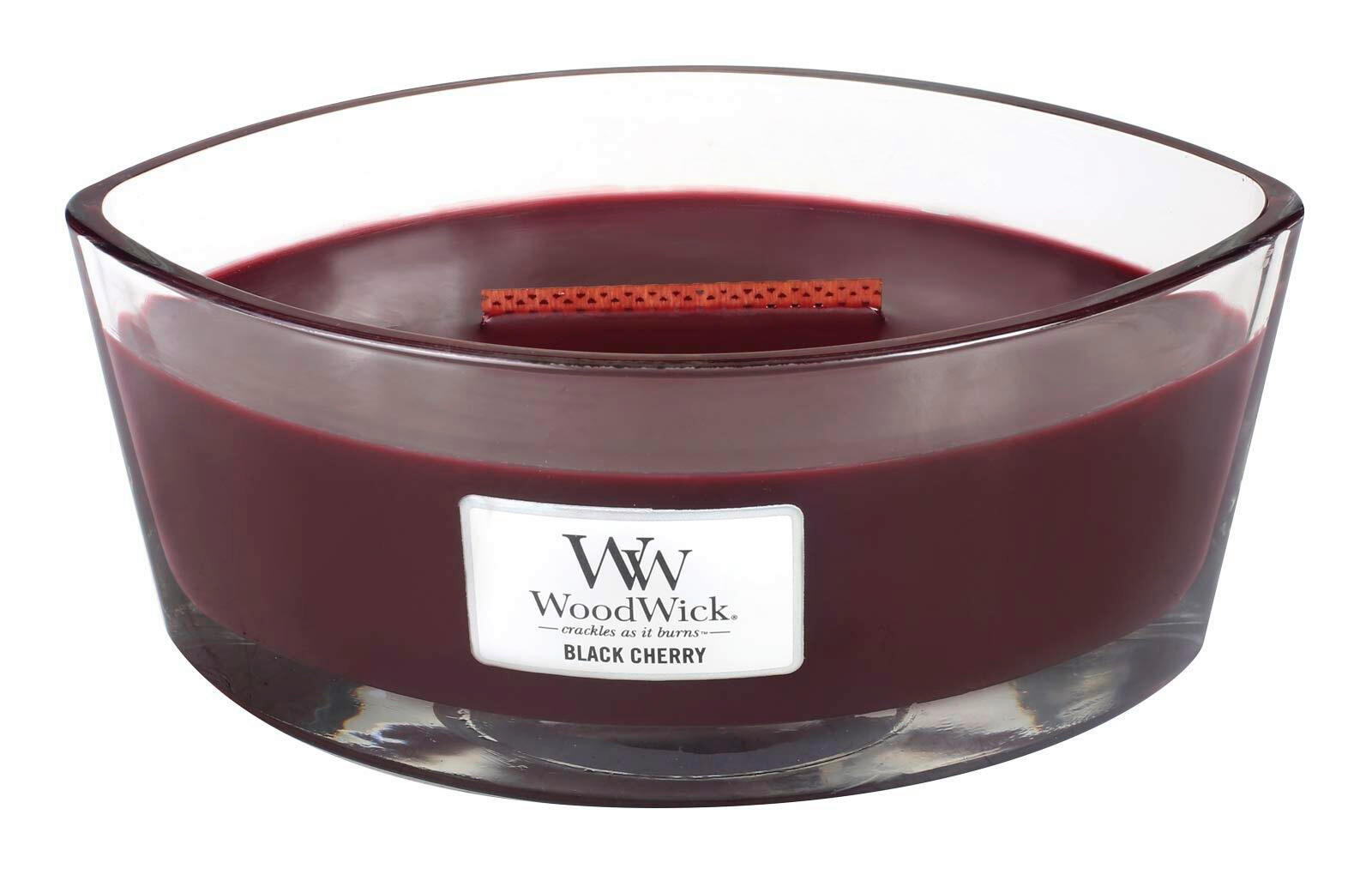 DIŠEČA SVEČA - vinsko rdeča, Basics, steklo/les (12/9/19cm) - WoodWick