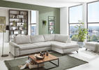 ECKSOFA Ecru Cord, Velours  - Ecru/Schwarz, Design, Textil/Metall (197/291cm) - Beldomo Style