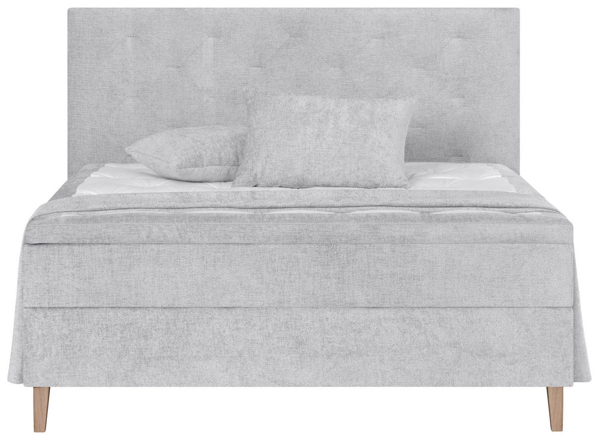 BOXSPRINGBETT 180/200 cm  in Hellgrau  - Eichefarben/Hellgrau, Konventionell, Holz/Textil (180/200cm) - Welnova