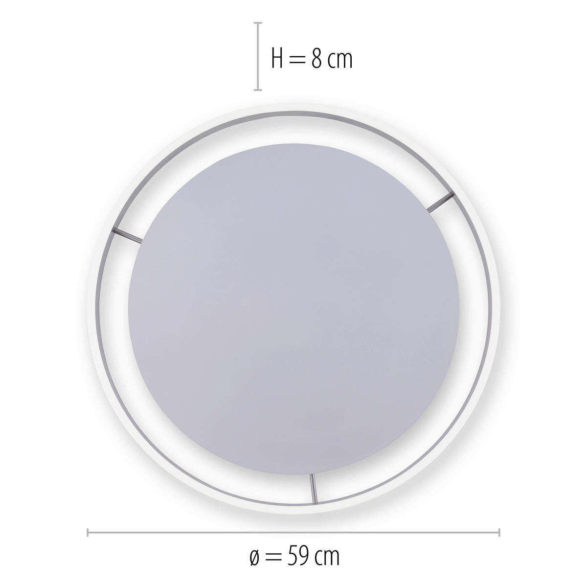STROPNÍ LED SVÍTIDLO, 59/59 cm  - barvy stříbra, Design, kov/plast (59/59cm)