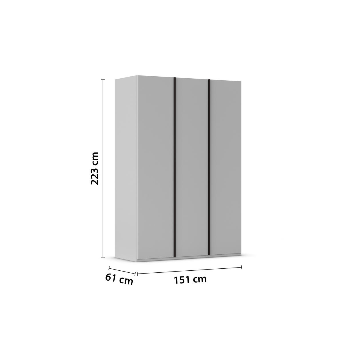 DREHTÜRENSCHRANK 151/223/61 cm,  in Champagner, 3-türig  - Champagner/Graphitfarben, Basics, Holzwerkstoff/Metall (151/223/61cm) - Novel