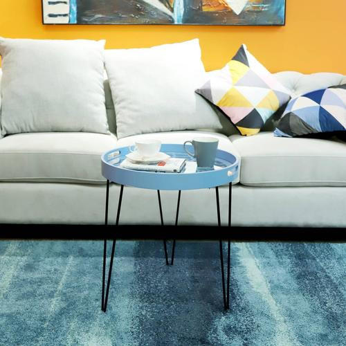 SIDOBORD i metall, glas, trämaterial 50/50/40 cm  - blå/svart, Basics, metall/trämaterial (50/50/40cm) - Kayoom