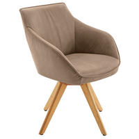 ARMLEHNSTUHL in Holz, Leder Eichefarben, Beige  - Eichefarben/Beige, Design, Leder/Holz (60/84/67cm) - Koinor