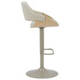 BARHOCKER Lederlook, Bouclé Creme, Eichefarben Eisen Pappel furniert, Sperrholz Sitzfläche 360° drehbar  - Eichefarben/Creme, Design, Holz/Textil (51/90-111/51cm) - Hom`in