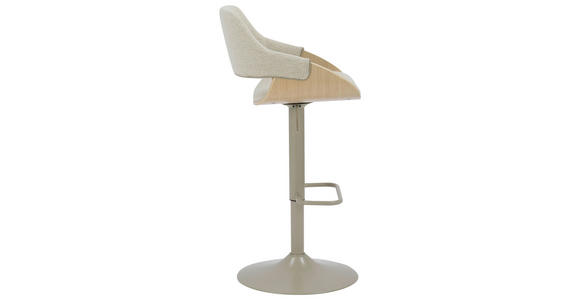 BARHOCKER Lederlook, Bouclé Creme, Eichefarben Eisen Pappel furniert, Sperrholz Sitzfläche 360° drehbar  - Eichefarben/Creme, Design, Holz/Textil (51/90-111/51cm) - Hom`in