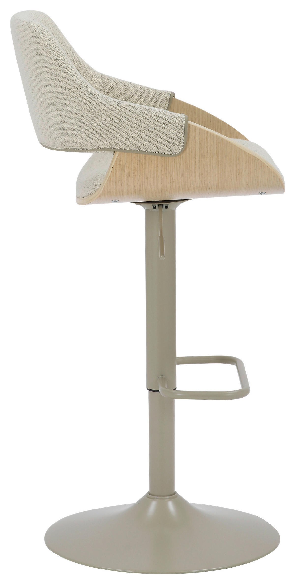 BARHOCKER in Holz, Metall, Textil Creme, Eichefarben  - Eichefarben/Creme, Design, Holz/Textil (51/90-111/51cm) - Stylife