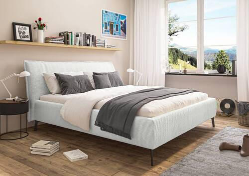 POLSTERBETT 160/200 cm  in Hellgrau  - Hellgrau/Schwarz, Design, Textil/Metall (160/200cm) - Lomoco