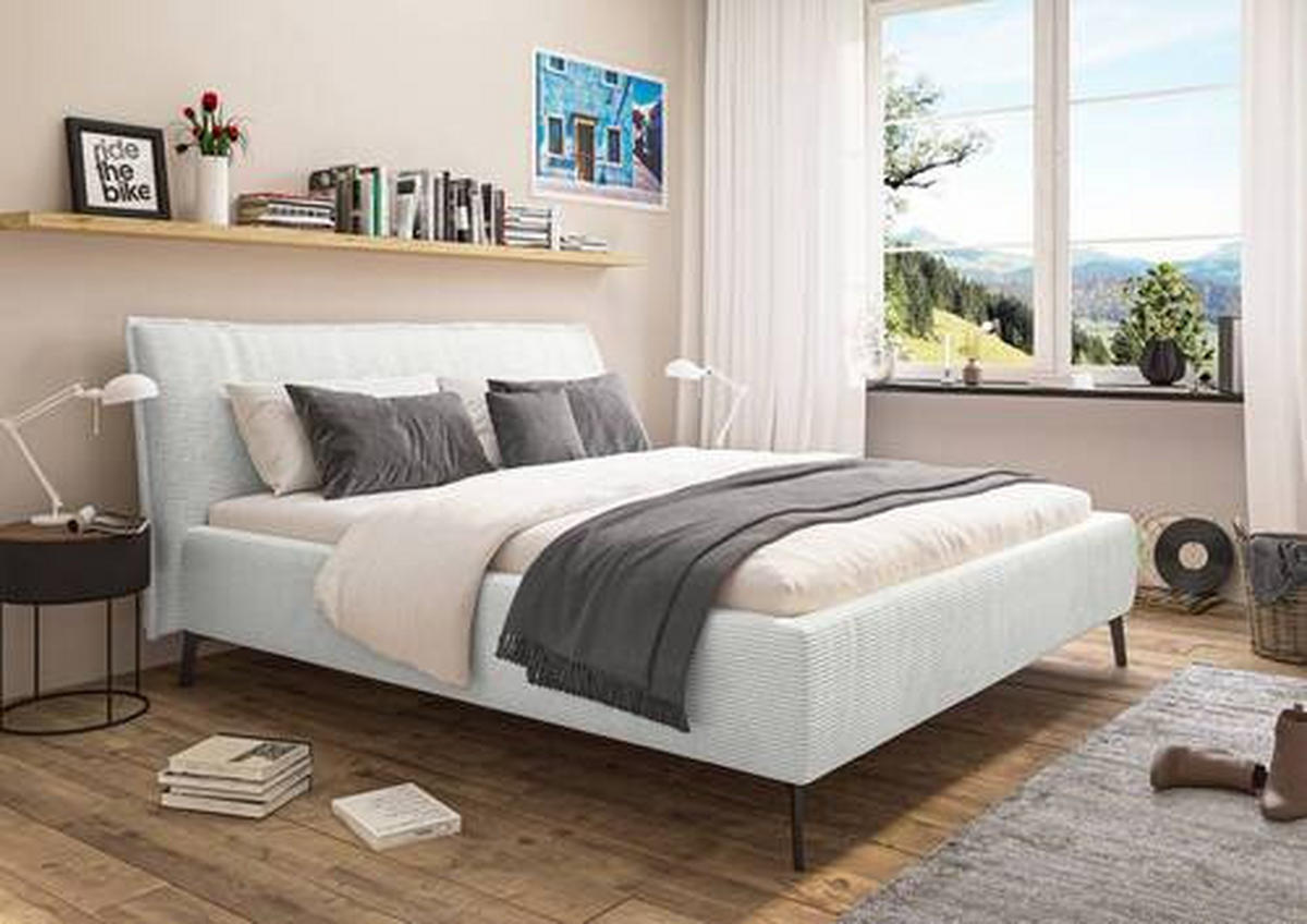 POLSTERBETT 180/200 cm  in Hellgrau  - Hellgrau/Schwarz, Design, Textil/Metall (180/200cm) - Lomoco