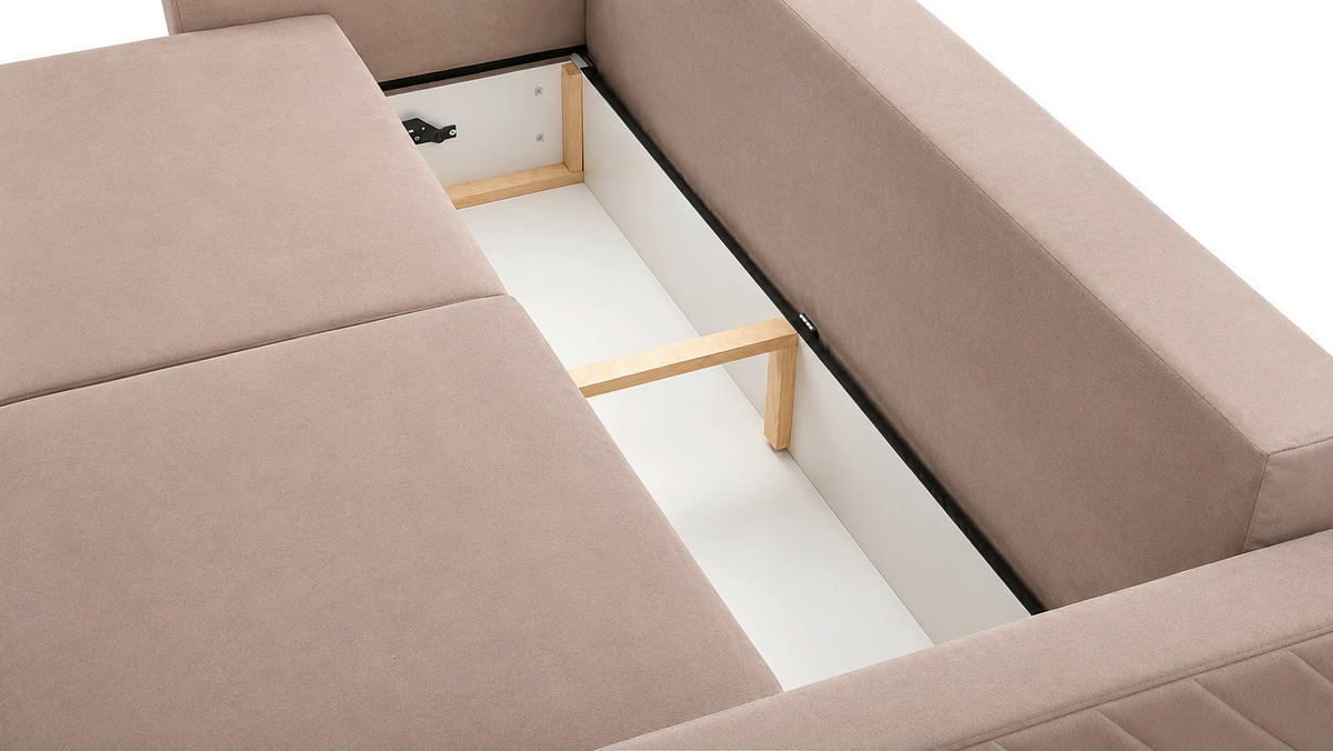 SCHLAFSOFA Hellbraun  - Hellbraun/Schwarz, Design, Holz/Kunststoff (230/96/97cm) - MID.YOU