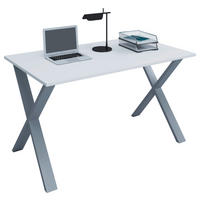 SCHREIBTISCH 140/80/76 cm  in Weiss, Silberfarben  - Weiss/Silberfarben, Modern, Holzwerkstoff/Metall (140/80/76cm) - MID.YOU