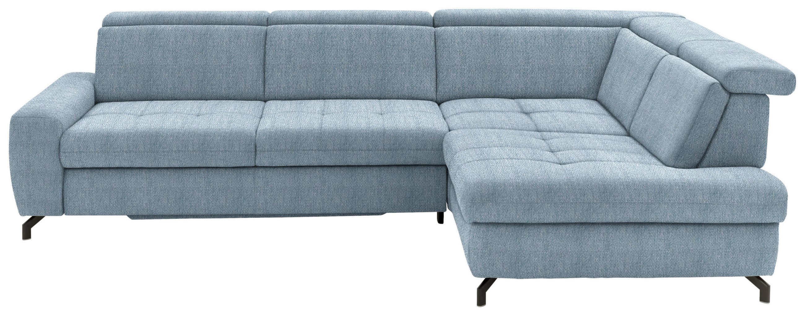ECKSOFA Hellblau Chenille  - Schwarz/Hellblau, Design, Textil/Metall (310/220cm) - Beldomo Style
