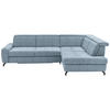 ECKSOFA in Chenille Hellblau  - Schwarz/Hellblau, Design, Textil/Metall (310/220cm) - Beldomo Style