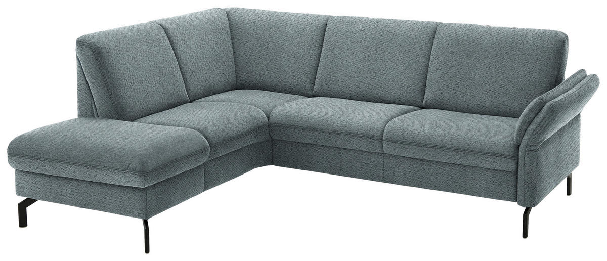 ECKSOFA in Flachgewebe Blaugrau  190/241 cm  - Blaugrau/Schwarz, KONVENTIONELL, Textil/Metall (190/241cm) - Beldomo Comfort