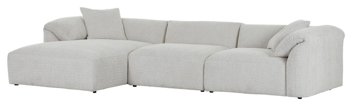 HÖRNSOFFA i chenille cremefärgad  - svart/cremefärgad, Modern, textil/plast (180/323cm) - MID.YOU