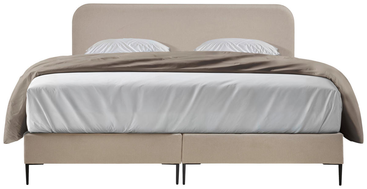 BOXSPRINGOVÁ POSTEĽ, 180/200 cm, béžová - čierna/prírodná farba, Modern, kov/kompozitné drevo (180/200cm) - MID.YOU