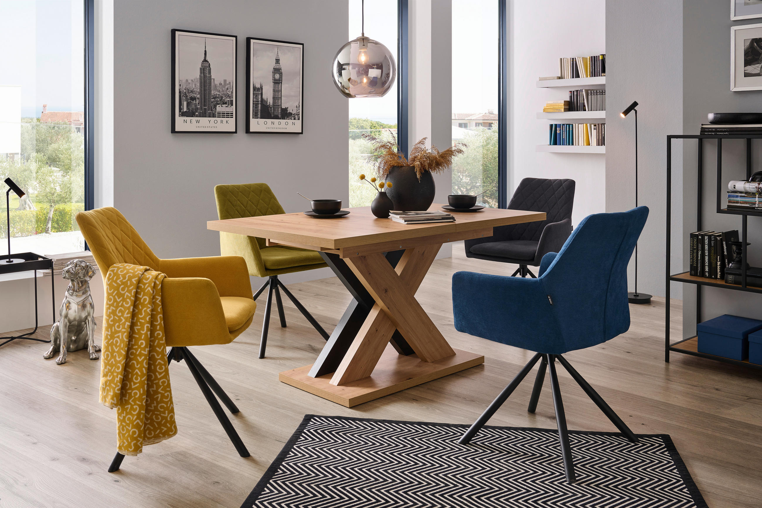 ŽIDLE S PODRUČKAMI, železo, tkaná látka, šedá, černá - šedá/černá, Design, kov/textil (62/88/61cm) - Hom`in