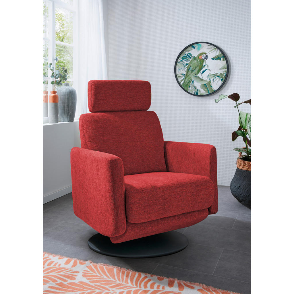 Thumbnail - Livetastic Relaxsessel, Rot, Textil, Uni, 77x105x87-154 cm, Made in EU, Stoffauswahl, Relaxfunktion, Sitzfläche 360° dre...