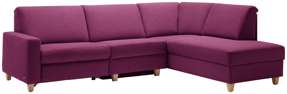 ECKSOFA in Flachgewebe Beere  261/203 cm  - Eichefarben/Beere, KONVENTIONELL, Holz/Textil (261/203cm) - Sedda