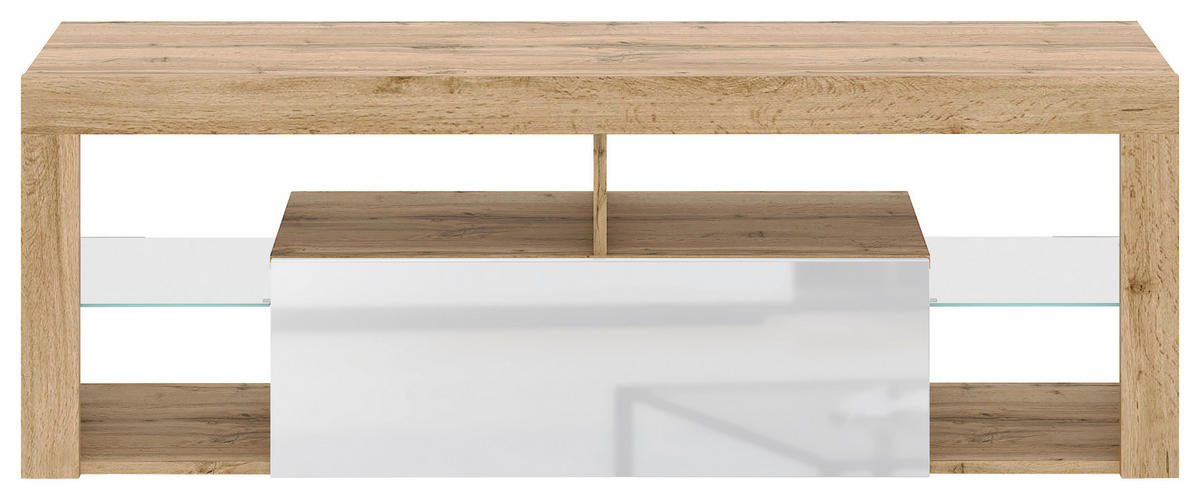 LOWBOARD EVEREST 140/50,5/35 cm  stehend  - Eiche Wotan/Schwarz, Design, Glas/Holzwerkstoff (140/50,5/35cm) - Livetastic