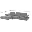 ECKSOFA in Mikrofaser Grau  176/298 cm  - Beige/Bronzefarben, Design, Textil/Metall (176/298cm) - Valnatura