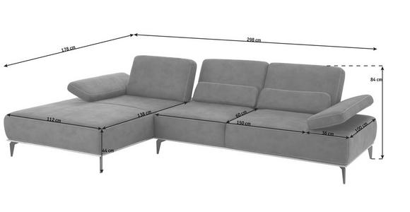 ECKSOFA in Mikrofaser Grau  176/298 cm  - Beige/Bronzefarben, Design, Textil/Metall (176/298cm) - Valnatura