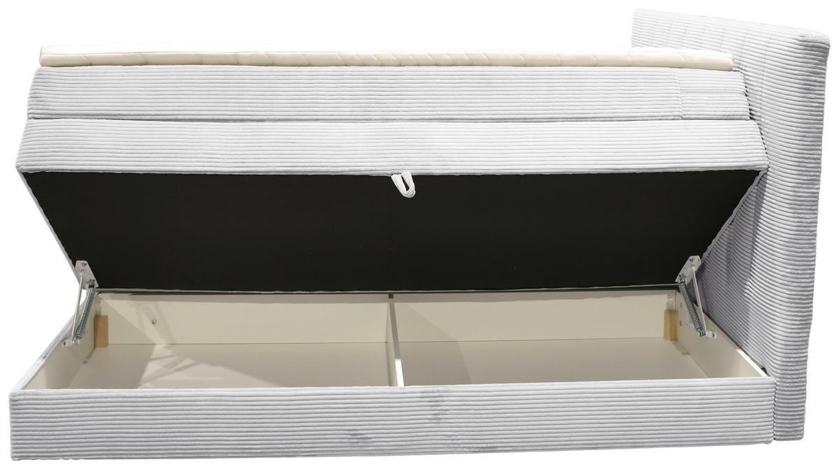 BOXSPRINGBETT 140/200 cm,  in Hellgrau, gepolstertes Kopfteil, Bettkasten, Topper, Matratzen, H2 + H2 = mittel  - Hellgrau/Schwarz, Basics, Kunststoff/Textil (140/200cm) - Boxxx