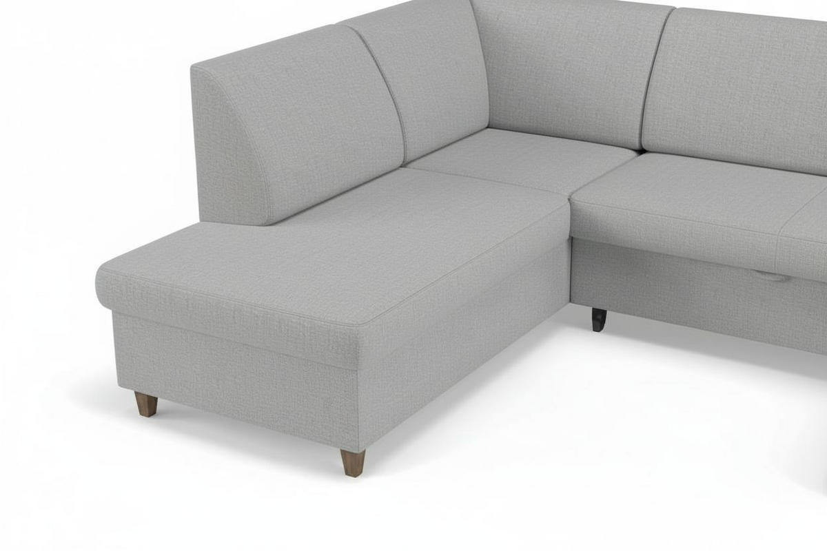 WOHNLANDSCHAFT NIKAS in Bouclé Grau  - Buchefarben/Grau, Design, Holz/Holzwerkstoff (310/198/145cm) - MID.YOU