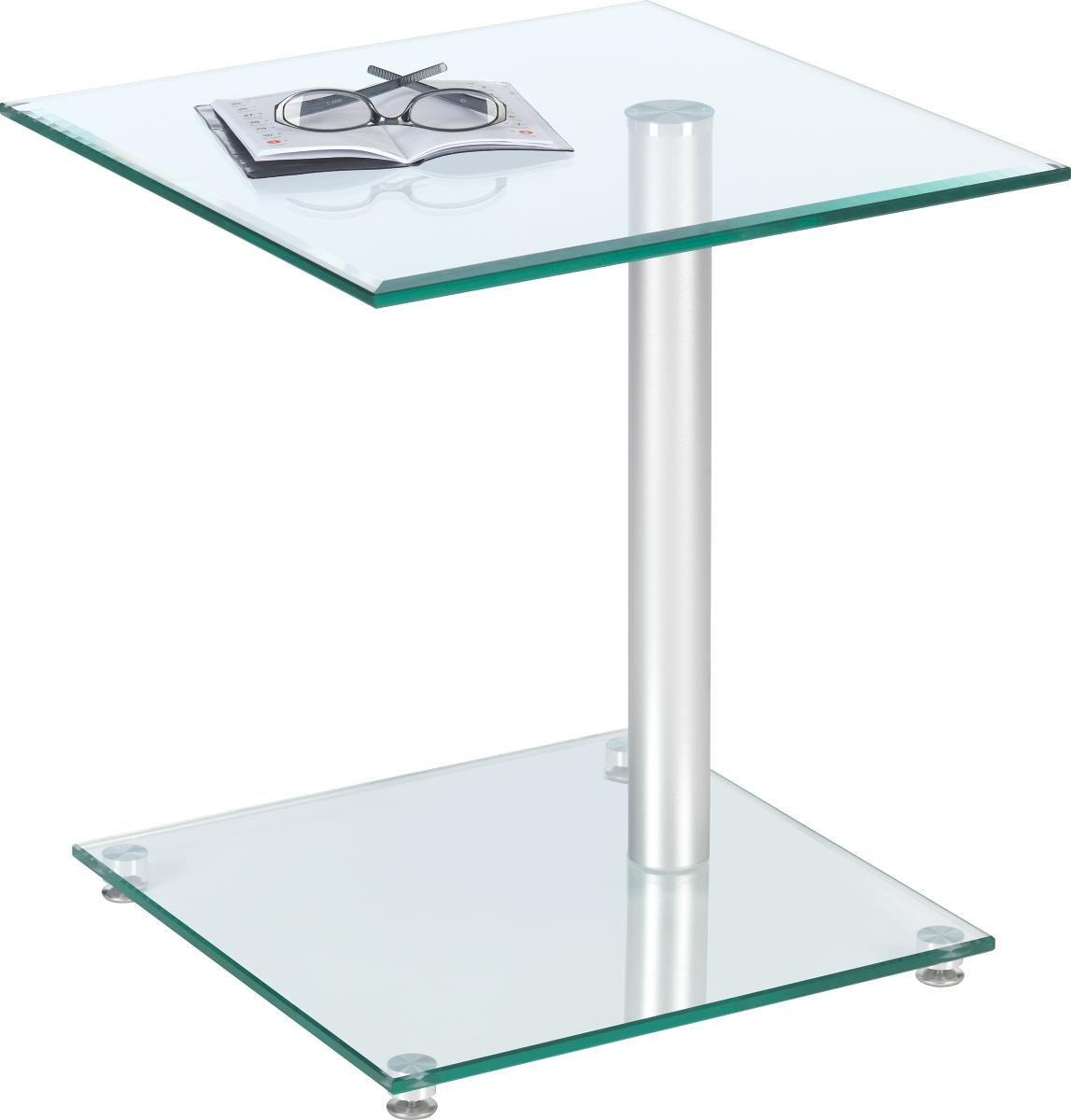 POMOĆNI STOLIĆ prozirno, boje aluminija  metal, staklo   - prozirno/boje aluminija, Design, staklo/metal (45/50/45cm)