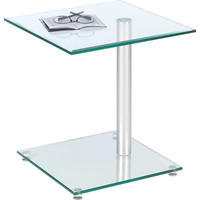 POMOĆNI STOLIĆ prozirno, boje aluminija  metal, staklo   - prozirno/boje aluminija, Design, staklo/metal (45/50/45cm)