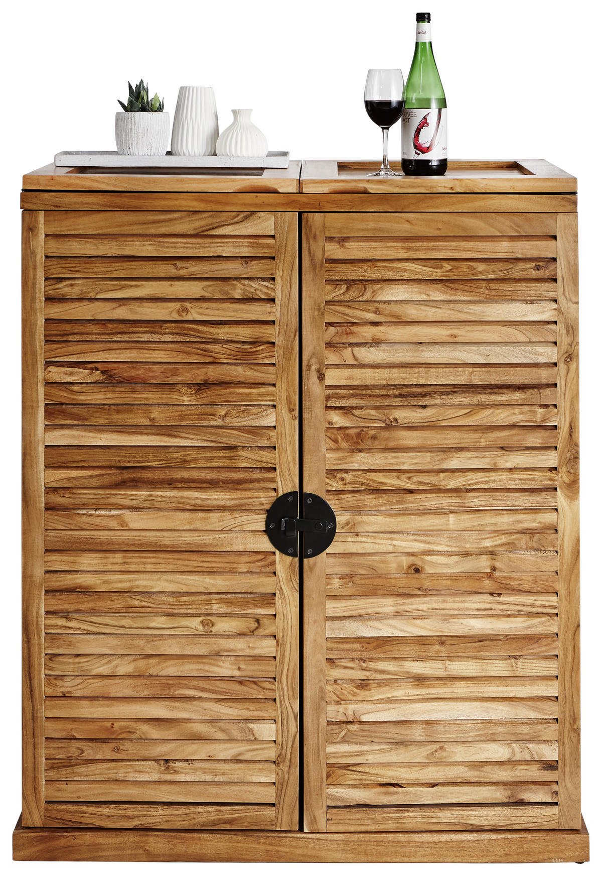 BAR Akazie massiv Akaziefarben  - Schwarz/Akaziefarben, LIFESTYLE, Holz/Metall (100/117/50cm) - Landscape
