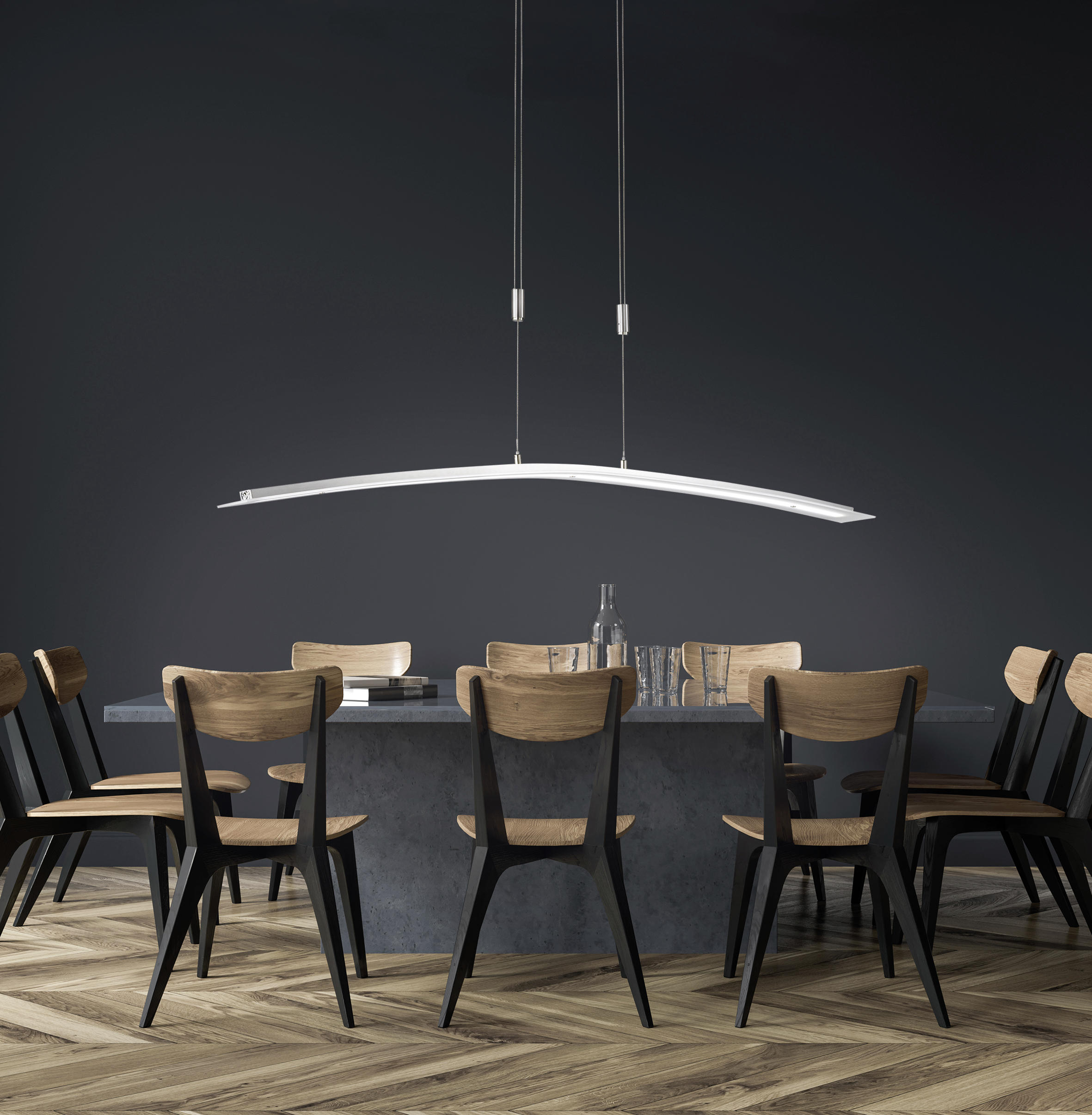 LED-HÄNGELEUCHTE 135/9/80-150 cm    - Nickelfarben, Design, Metall (135/9/80-150cm) - Fischer & Honsel
