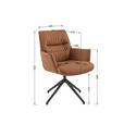 ARMLEHNSTUHL  in Aluminium, Eisen Echtleder pigmentiert  - Cognac/Schwarz, Design, Leder/Metall (65/92/67,5cm) - Novel