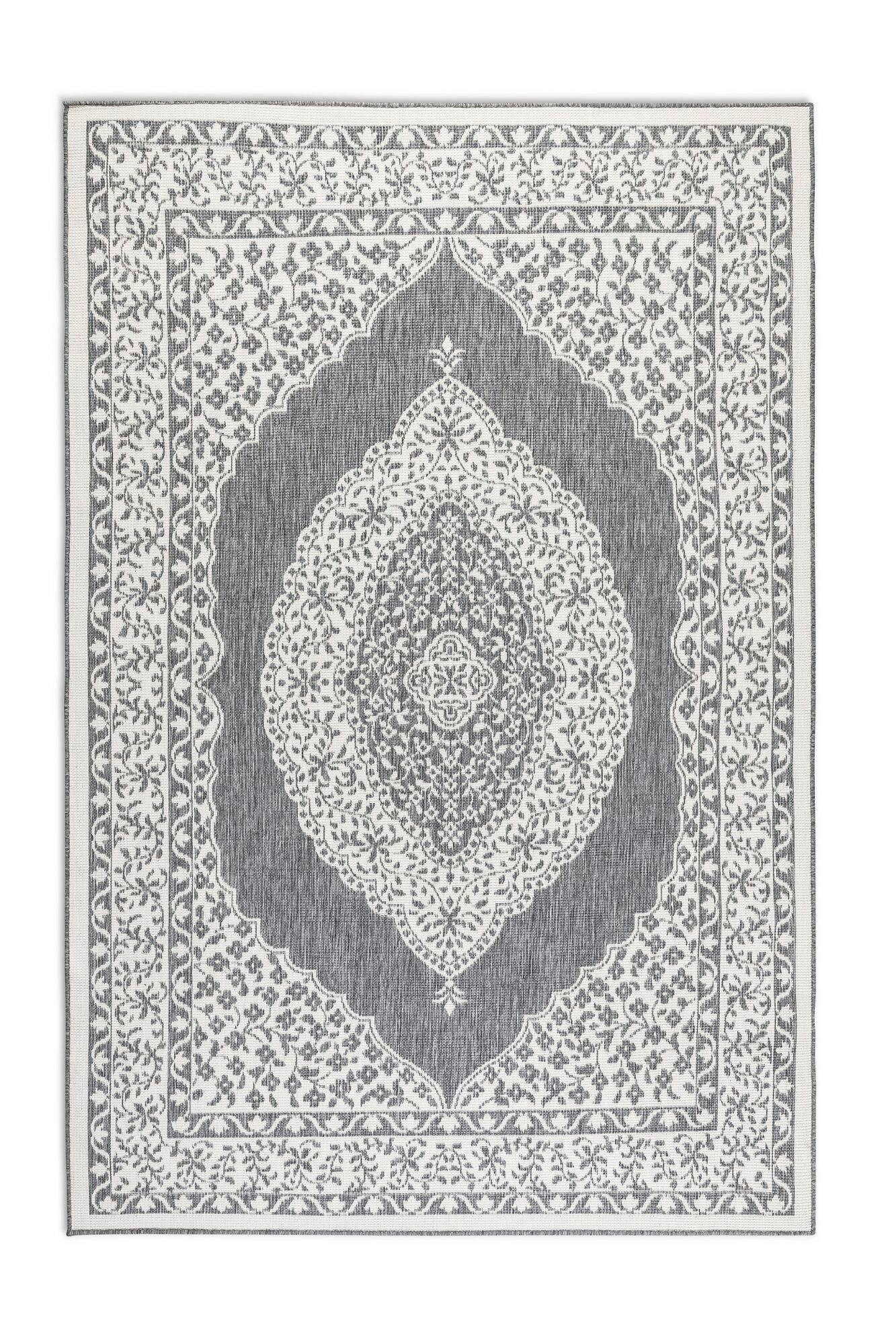 OUTDOORTEPPICH für Terrasse und Balkon 80/150 cm Gemini Weiß, Silberfarben  - Silberfarben/Weiß, Design, Kunststoff (80/150cm) - Hanse Home