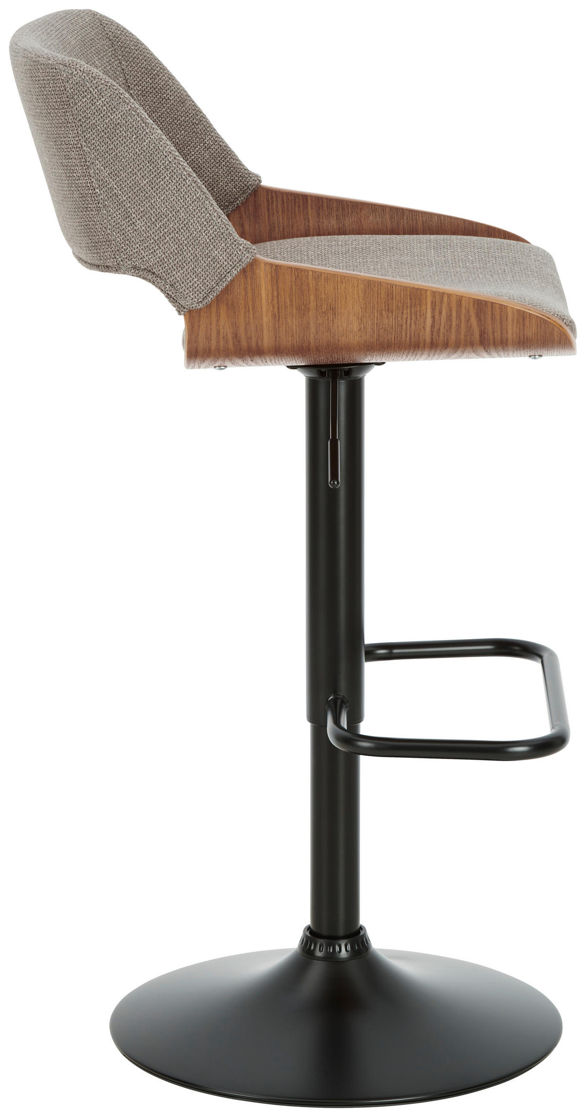 BAROVÁ ŽIDLE, černá, tmavě šedá, barvy vlašských ořechů - černá/tmavě šedá, Moderní, kov/dřevo (50,5/87-107,5/53,5cm) - Livetastic