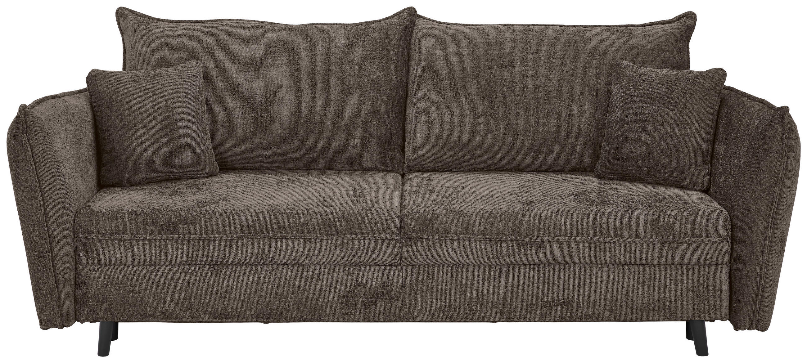 SCHLAFSOFA Chenille Graubraun Querschläfer  inkl. Zierkissen, Rückenkissen, Bettkasten  - Graubraun/Schwarz, KONVENTIONELL, Holz/Textil (238/99/108cm) - Carryhome