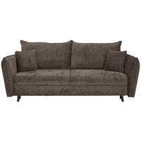 SCHLAFSOFA Chenille Graubraun Querschläfer  inkl. Zierkissen, Rückenkissen, Bettkasten  - Graubraun/Schwarz, KONVENTIONELL, Holz/Textil (238/99/108cm) - Carryhome