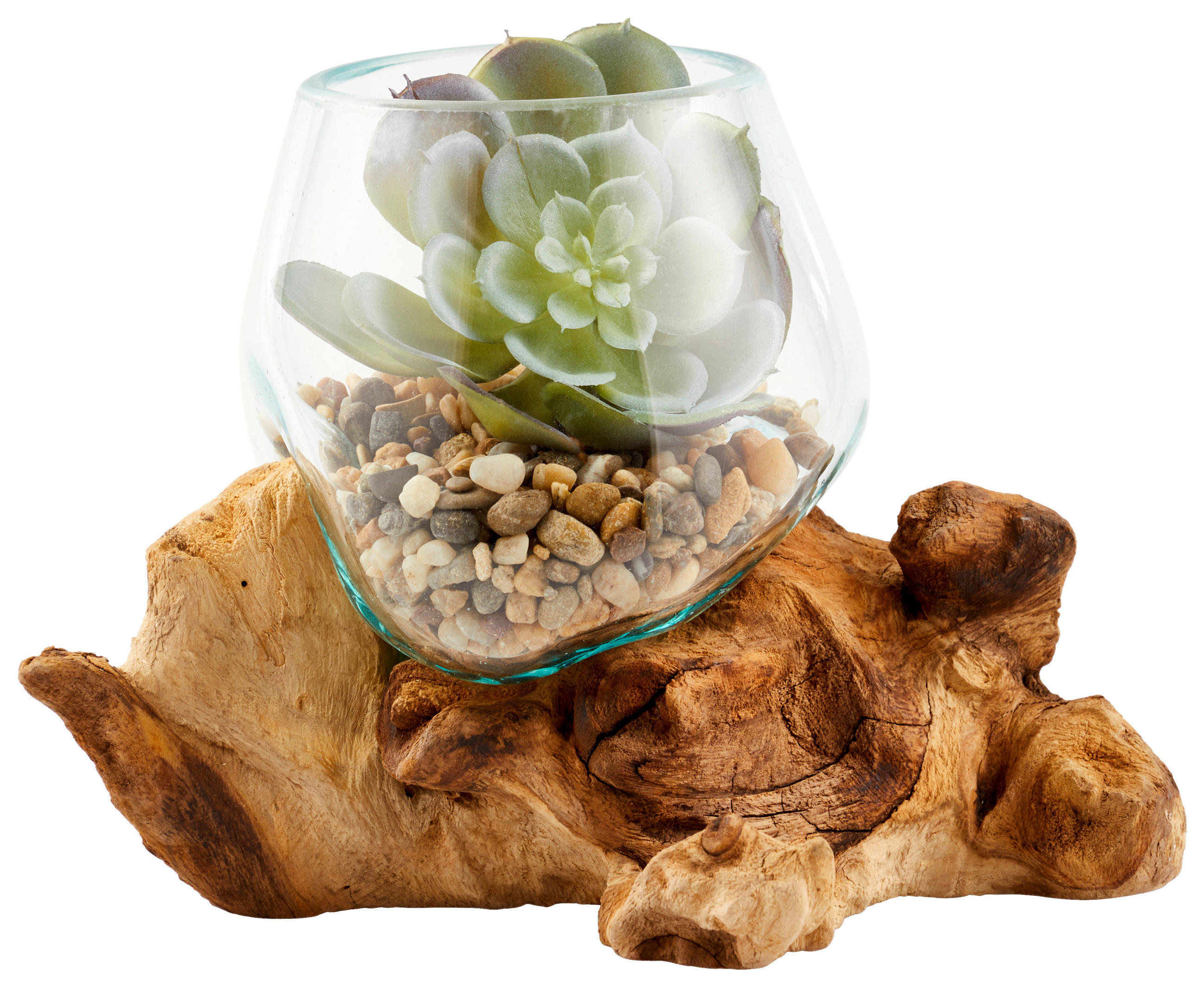 VASE 15 cm  - Klar/Transparent, Natur, Glas/Holz (12/15-16cm) - Ambia Home