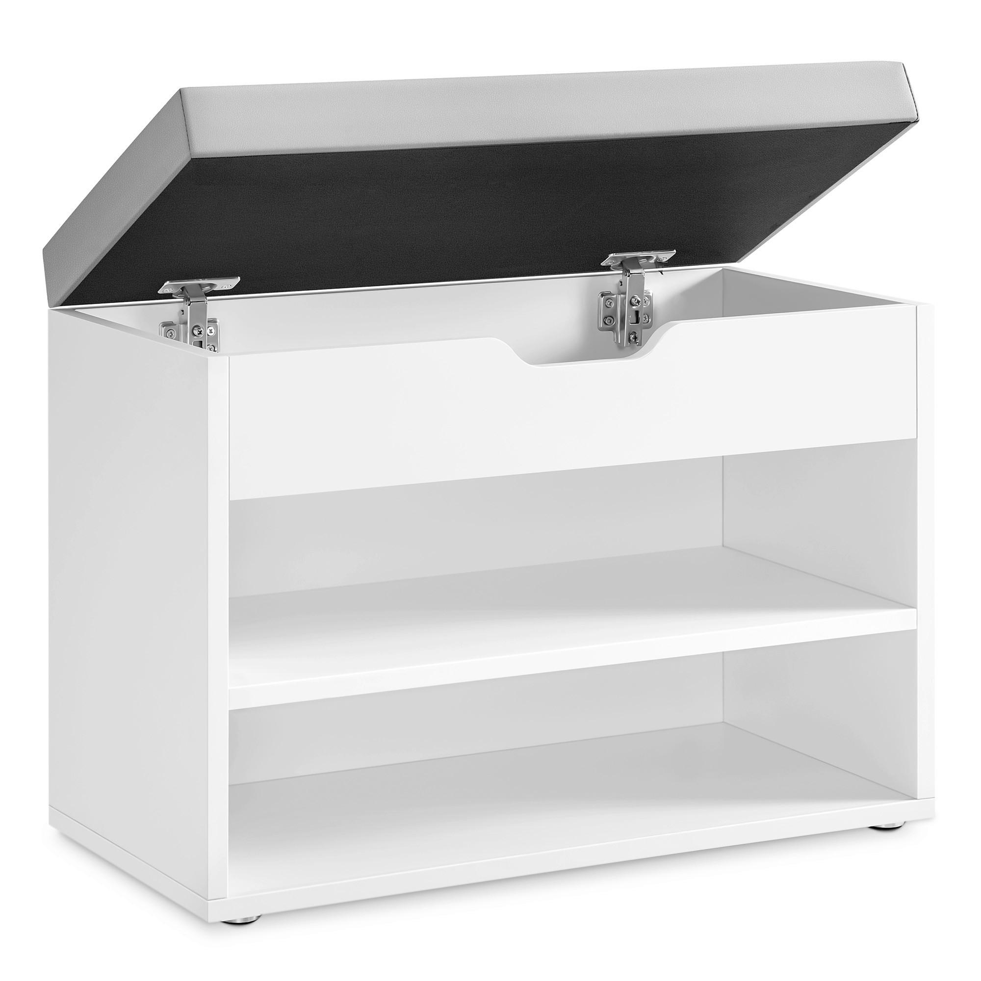 SCHUHBANK  in 60/44/30 cm  - Weiß/Grau, MODERN, Leder (60/44/30cm) - MID.YOU
