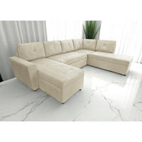 WOHNLANDSCHAFT TERMOLI in Cord Beige  - Beige/Schwarz, Design, Kunststoff/Textil (155/297/212cm) - MID.YOU