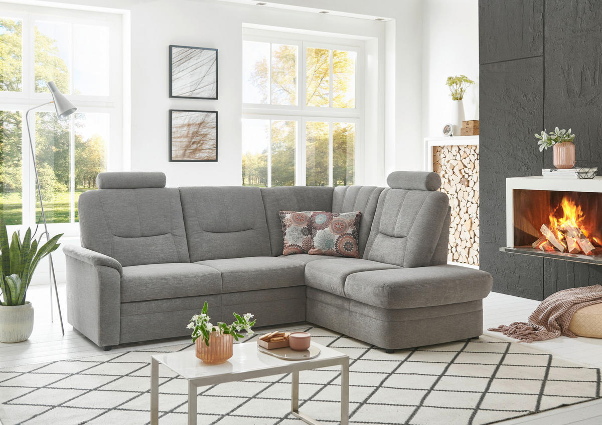 ECKSOFA Grau Chenille  - Schwarz/Grau, KONVENTIONELL, Kunststoff/Textil (235/185cm) - Beldomo Comfort