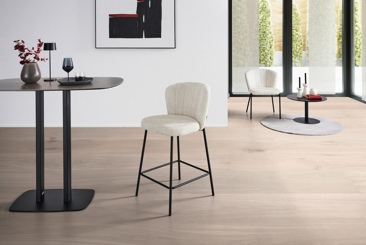 STUHL Struktur Beige Pappel Sperrholz  - Beige/Schwarz, LIFESTYLE, Holz/Textil (55/79/59cm) - Livetastic