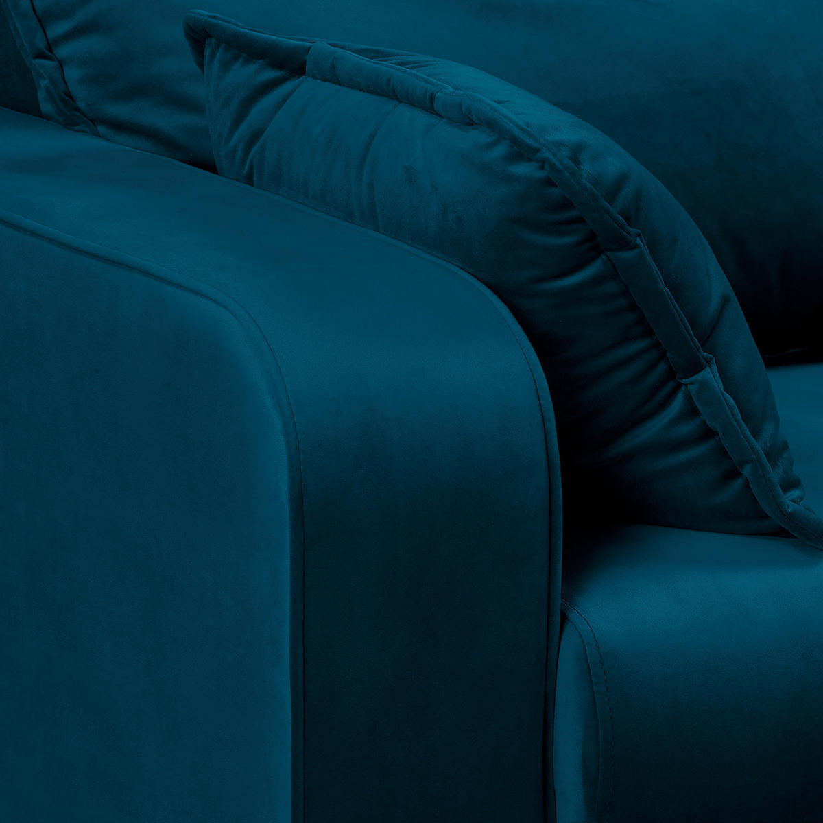 ECKSOFA in Mikrofaser Blau  230/150 cm  - Wengefarben/Blau, Design, Holz/Textil (230/150cm) - Livetastic
