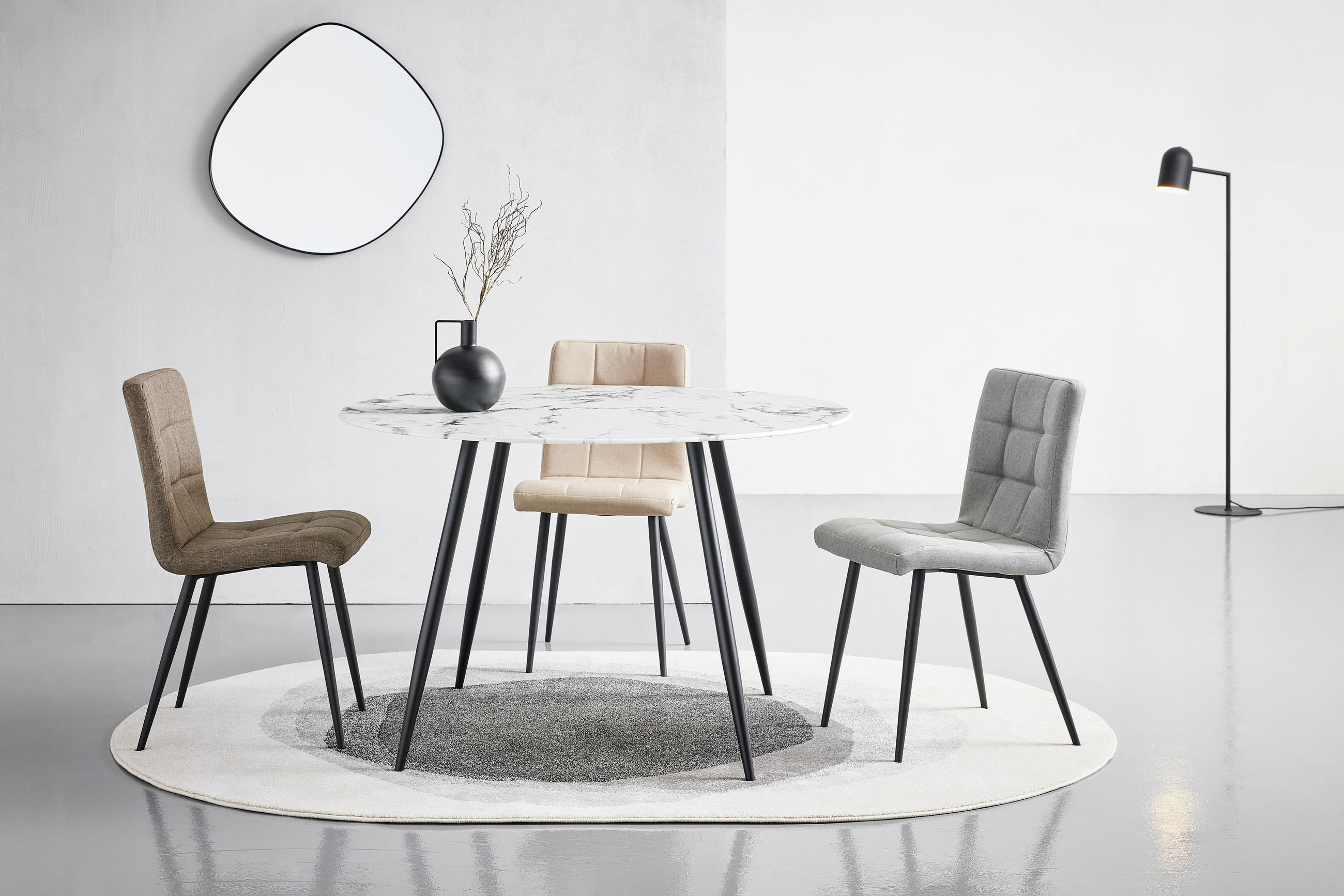 ESSTISCH in Metall, Glas 120/120/76 cm  - Schwarz/Weiß, MODERN, Glas/Metall (120/120/76cm) - MID.YOU