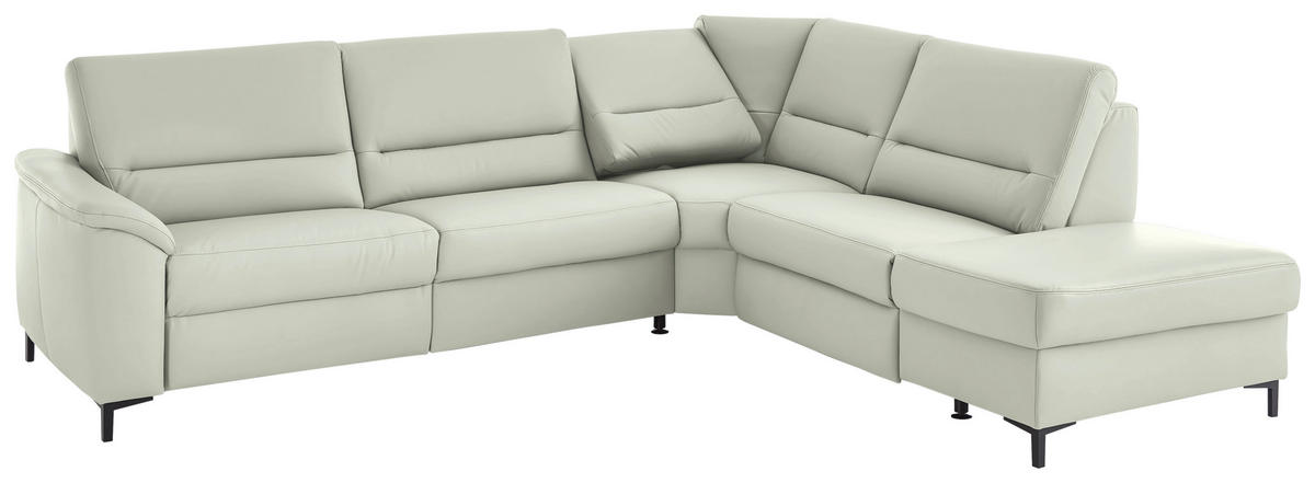 ECKSOFA  in Echtleder Silberfarben  290/249 cm  - Silberfarben/Schwarz, KONVENTIONELL, Leder/Metall (290/249cm) - Beldomo Premium